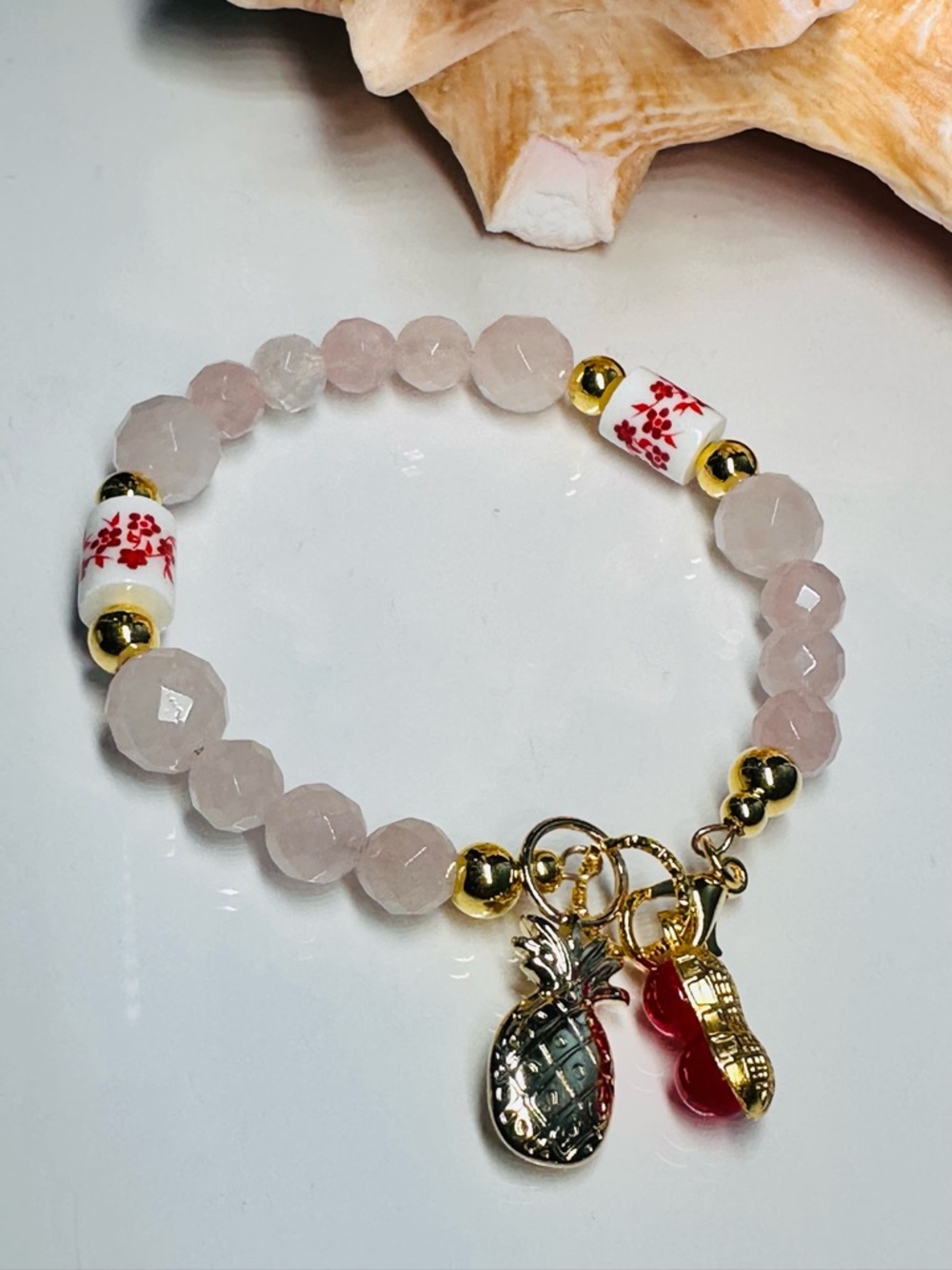 Natural Rose Quartz Beads Bracelet - Picture 5 of 11